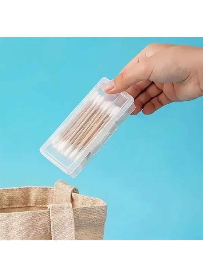 1pc Portable Transparent Storage Box Travel Bathroom Organizer Cotton Swab Container - Image 5
